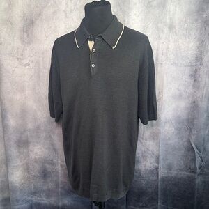 August Silk Black Polo with Cream Accents Size XL